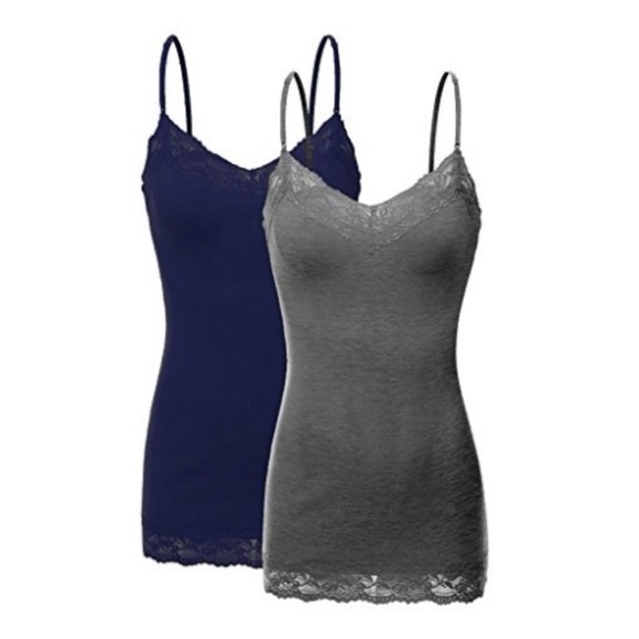 Tops - Bundle of Two Lace Trim Camies